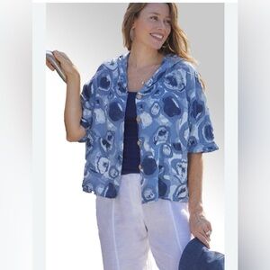 Lands DownUnder Oversized Linen Hooded Top S